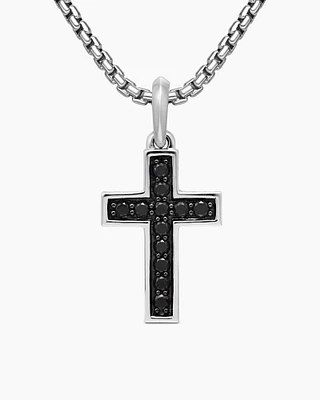 Streamline® Cross Pendant in Sterling Silver with Black Diamonds