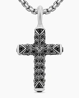 Chevron Cross Pendant in Sterling Silver with Black Diamonds