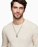 Chevron Cross Pendant in Sterling Silver with Black Diamonds