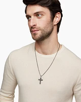 Chevron Cross Pendant in Sterling Silver with Black Diamonds