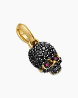Memento Mori Skull in Full Pavé Black Diamonds, Rubies and 18K Yellow Gold