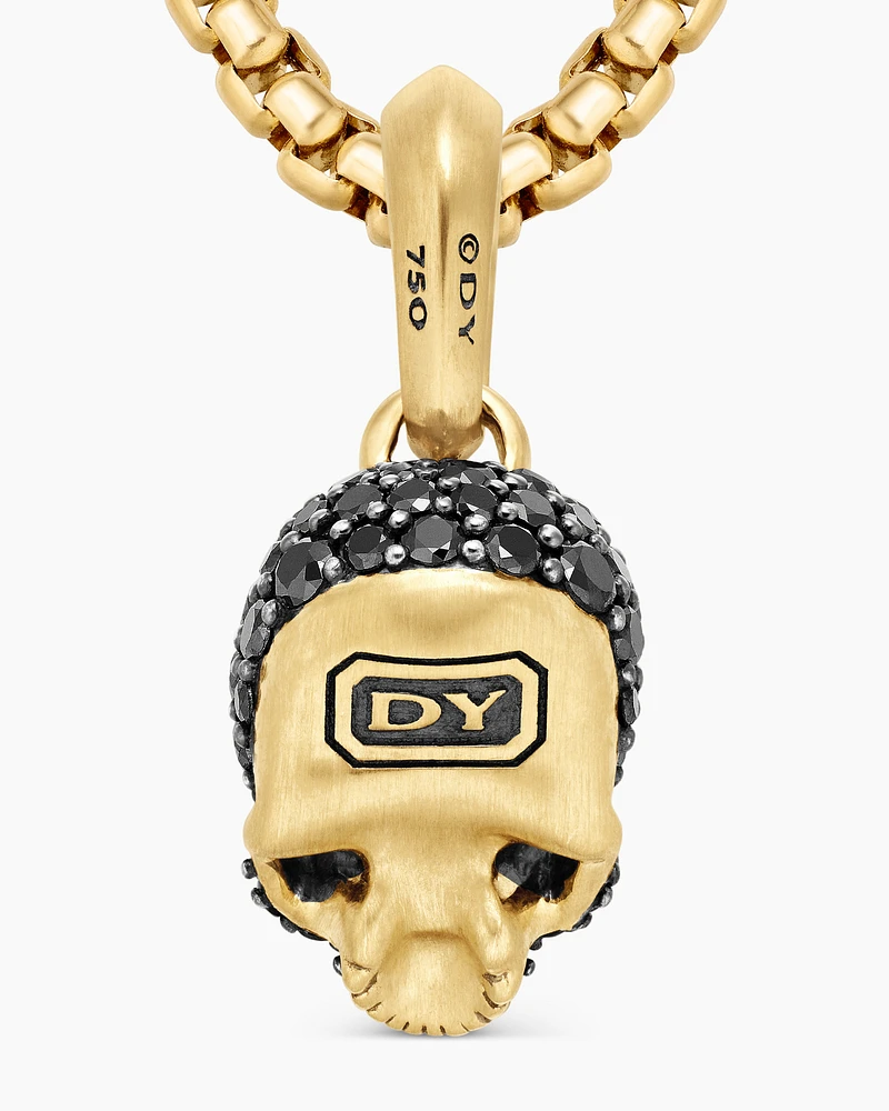 Memento Mori Skull in Full Pavé Black Diamonds, Rubies and 18K Yellow Gold