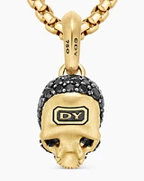 Memento Mori Skull in Full Pavé Black Diamonds, Rubies and 18K Yellow Gold
