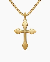 Gothic Cross Amulet in 18K Yellow Gold with Black Diamonds, 36.5mm