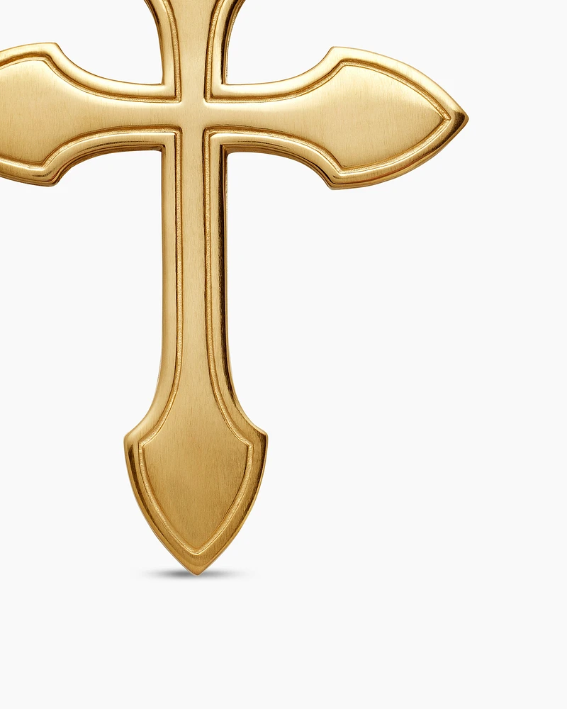 Gothic Cross Amulet in 18K Yellow Gold with Black Diamonds, 36.5mm