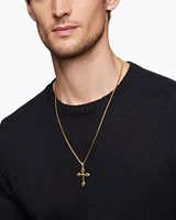 Gothic Cross Amulet in 18K Yellow Gold with Black Diamonds, 36.5mm