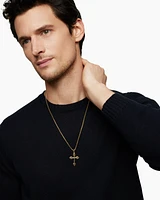 Gothic Cross Amulet in 18K Yellow Gold with Black Diamonds, 36.5mm