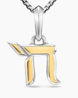 Chai Amulet in Sterling Silver with 18K Yellow Gold, 17mm