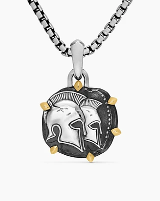Gemini Amulet in Sterling Silver with 18K Yellow Gold, 33mm