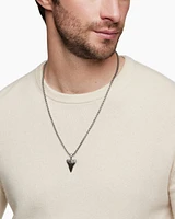 Shark Tooth Amulet in Sterling Silver with Black Diamonds, 27mm