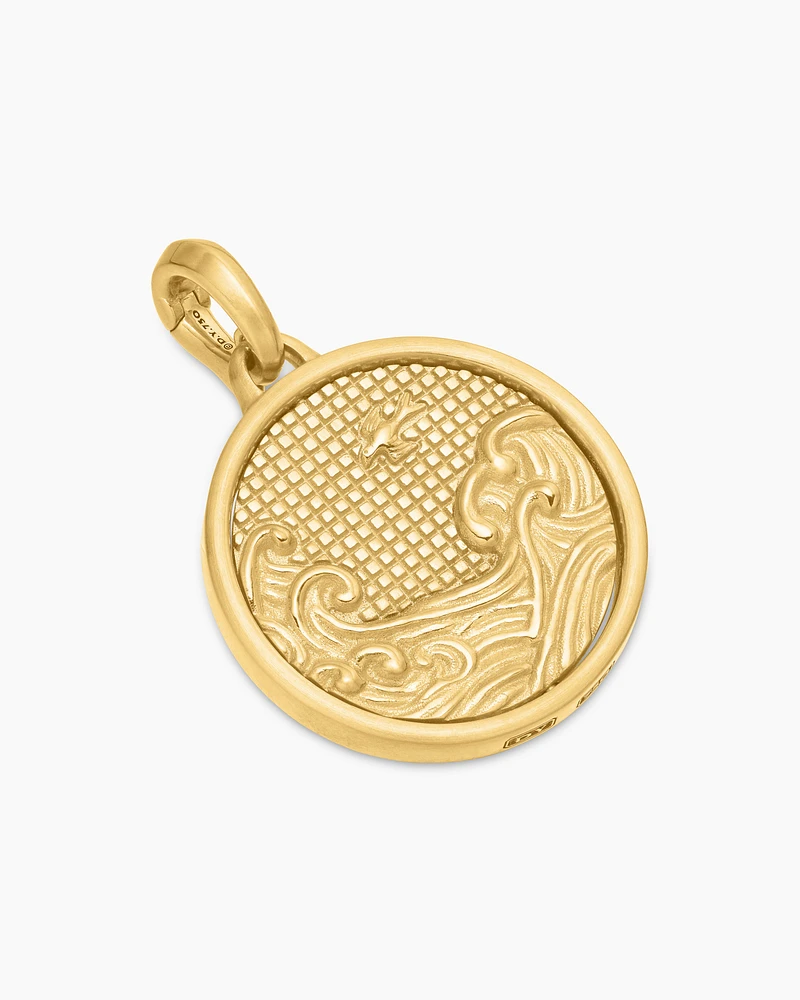 Water and Fire Duality Amulet in 18K Yellow Gold, 30mm