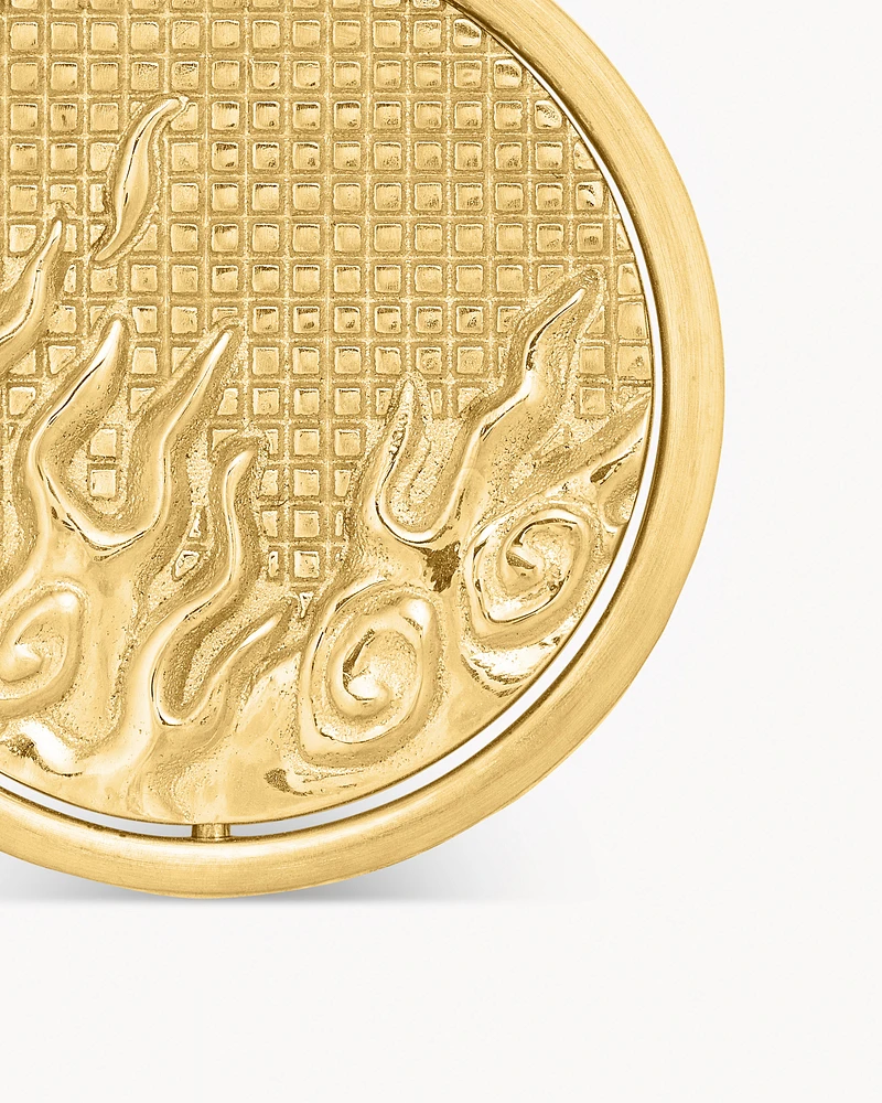 Water and Fire Duality Amulet in 18K Yellow Gold, 30mm