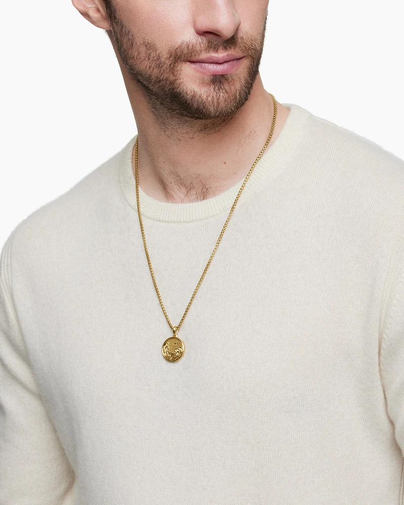 Water and Fire Duality Amulet in 18K Yellow Gold, 30mm
