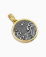 Water and Fire Duality Amulet in Sterling Silver with 18K Yellow Gold, 30mm