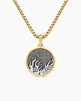 Water and Fire Duality Amulet in Sterling Silver with 18K Yellow Gold, 30mm