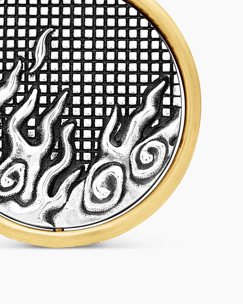 Water and Fire Duality Amulet in Sterling Silver with 18K Yellow Gold, 30mm