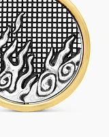 Water and Fire Duality Amulet in Sterling Silver with 18K Yellow Gold, 30mm