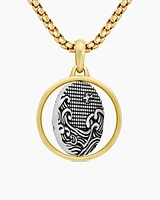Water and Fire Duality Amulet in Sterling Silver with 18K Yellow Gold, 30mm