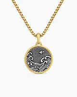 Water and Fire Duality Amulet in Sterling Silver with 18K Yellow Gold, 30mm
