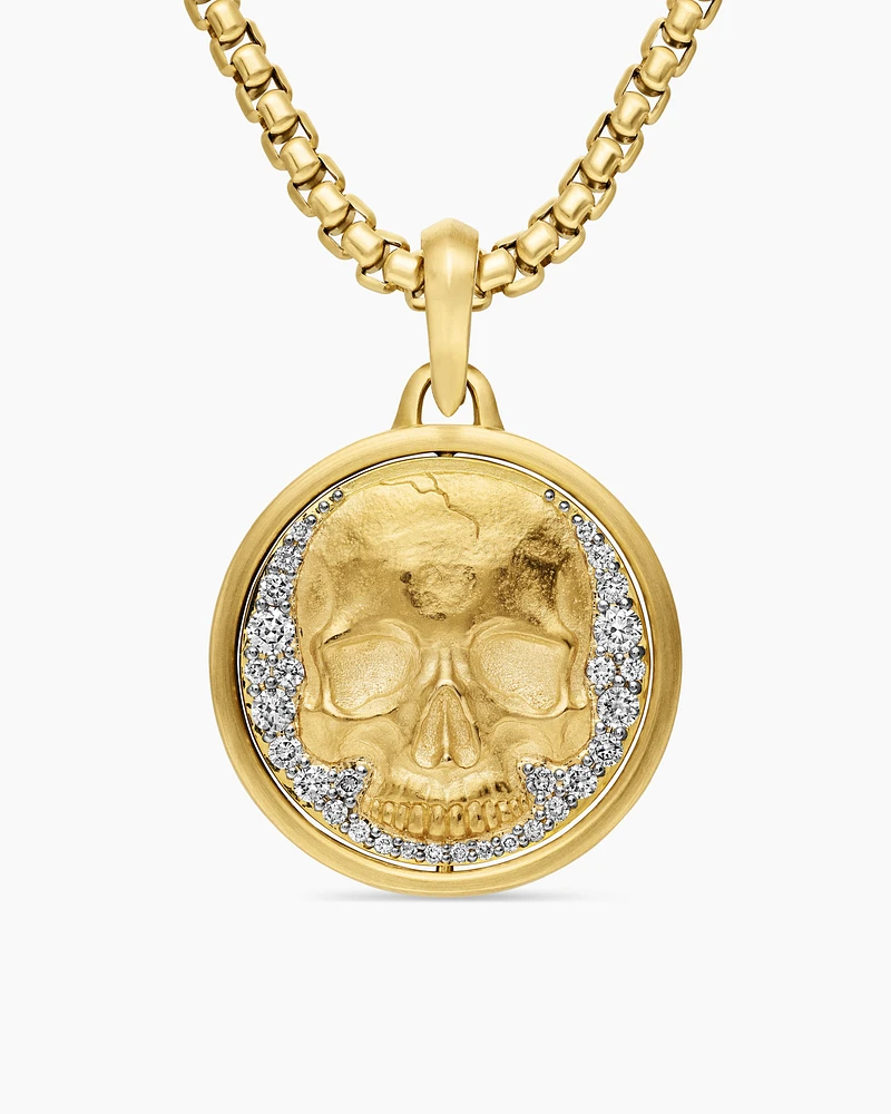 Life and Death Duality Amulet in 18K Yellow Gold with Diamonds, 30mm