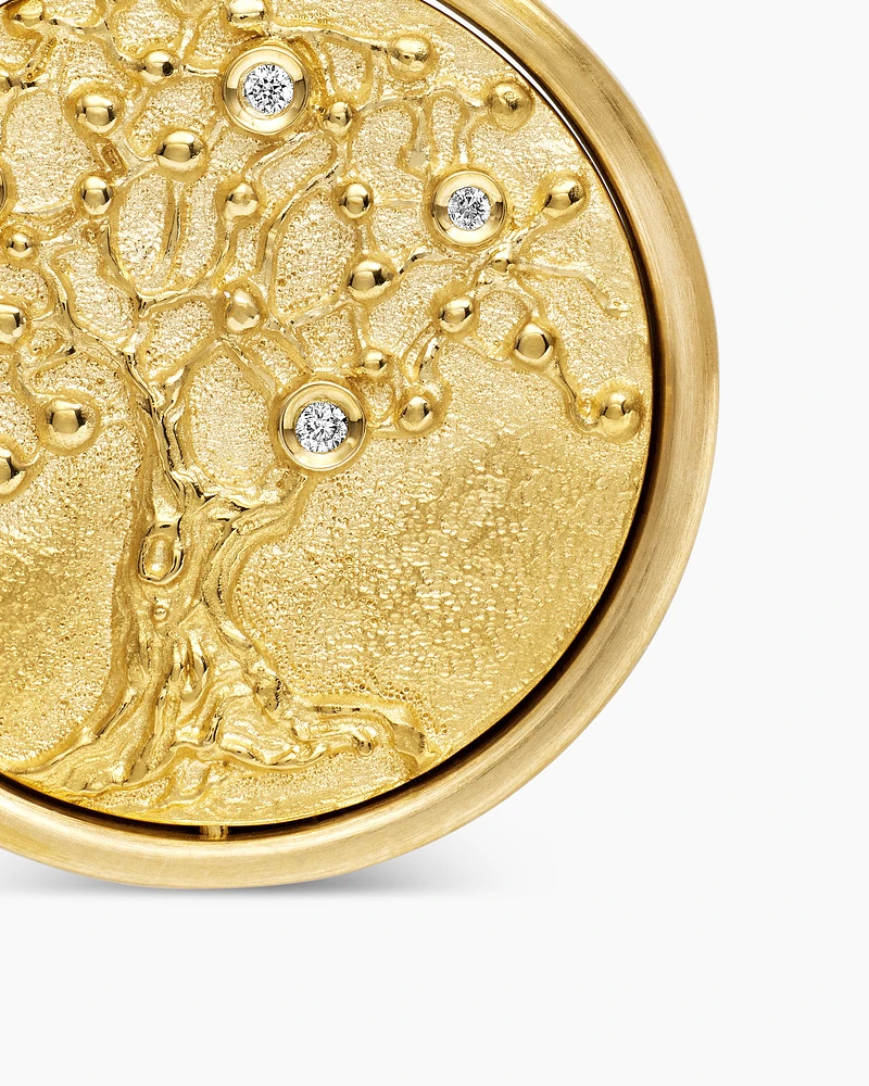 Life and Death Duality Amulet in 18K Yellow Gold with Diamonds, 30mm