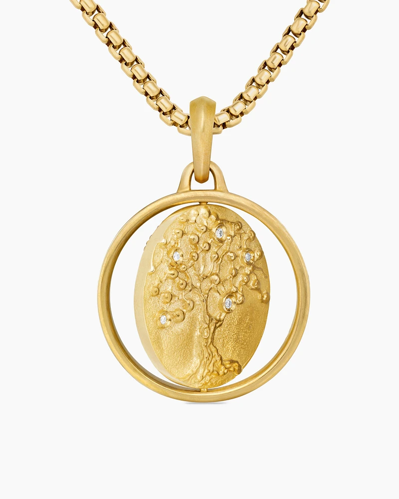 Life and Death Duality Amulet in 18K Yellow Gold with Diamonds, 30mm