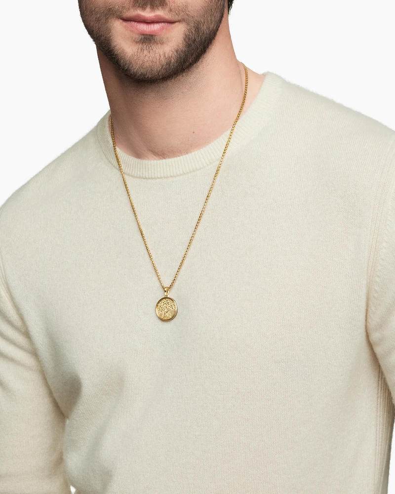 Life and Death Duality Amulet in 18K Yellow Gold with Diamonds, 30mm