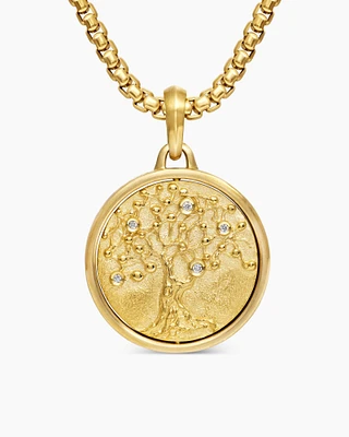 Life and Death Duality Amulet in 18K Yellow Gold with Diamonds, 30mm