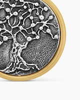 Life and Death Duality Amulet in Sterling Silver with 18K Yellow Gold, 30mm