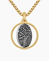 Life and Death Duality Amulet in Sterling Silver with 18K Yellow Gold, 30mm