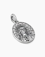 Mary Amulet in Sterling Silver with Diamonds, 20mm