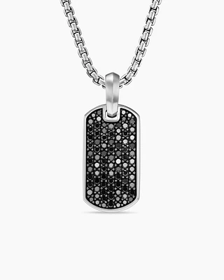 Chevron Tag in Sterling Silver with Black Diamonds