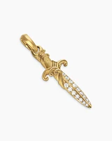 Waves Dagger Amulet in 18K Yellow Gold with Diamonds, 31mm