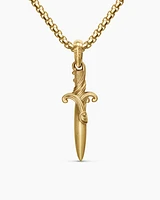 Waves Dagger Amulet in 18K Yellow Gold with Diamonds, 31mm