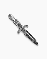 Waves Dagger Amulet in Sterling Silver with Black Diamonds