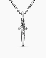Waves Dagger Amulet in Sterling Silver with Black Diamonds