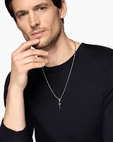 Waves Dagger Amulet in Sterling Silver with Black Diamonds