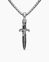 Waves Dagger Amulet in Sterling Silver with Black Diamonds