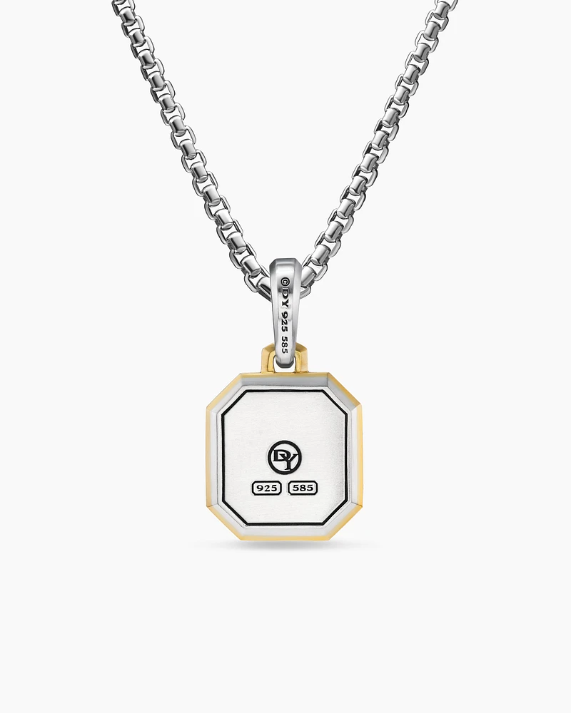 A Initial Amulet in Sterling Silver with 14K Yellow Gold, 17mm