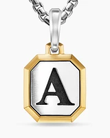 A Initial Amulet in Sterling Silver with 14K Yellow Gold, 17mm