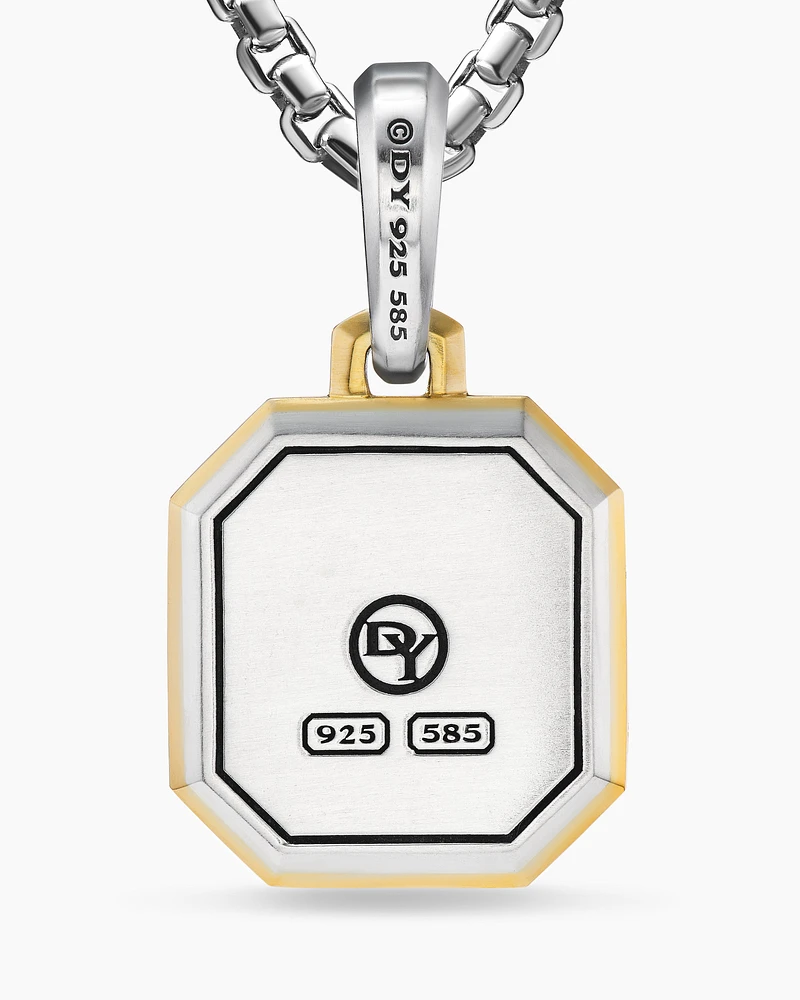 A Initial Amulet in Sterling Silver with 14K Yellow Gold, 17mm