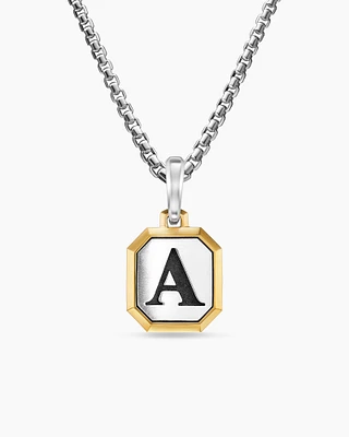 A Initial Amulet in Sterling Silver with 14K Yellow Gold, 17mm