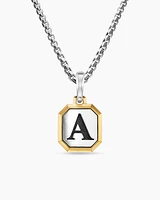 A Initial Amulet in Sterling Silver with 14K Yellow Gold, 17mm