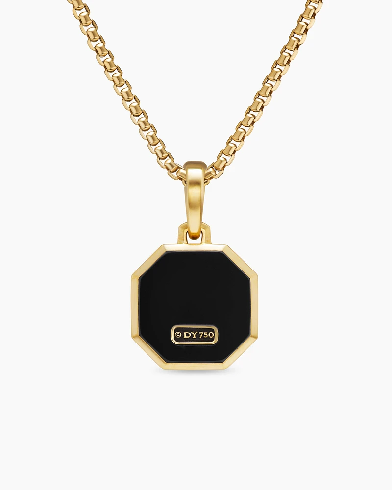 Faceted Stone Amulet in 18K Yellow Gold with Black Onyx, 16mm