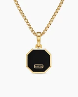 Faceted Stone Amulet in 18K Yellow Gold with Black Onyx, 16mm