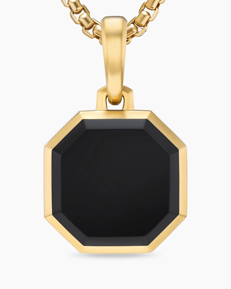 Faceted Stone Amulet in 18K Yellow Gold with Black Onyx, 16mm