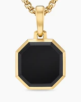 Faceted Stone Amulet in 18K Yellow Gold with Black Onyx, 16mm