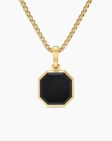 Faceted Stone Amulet in 18K Yellow Gold with Black Onyx, 16mm