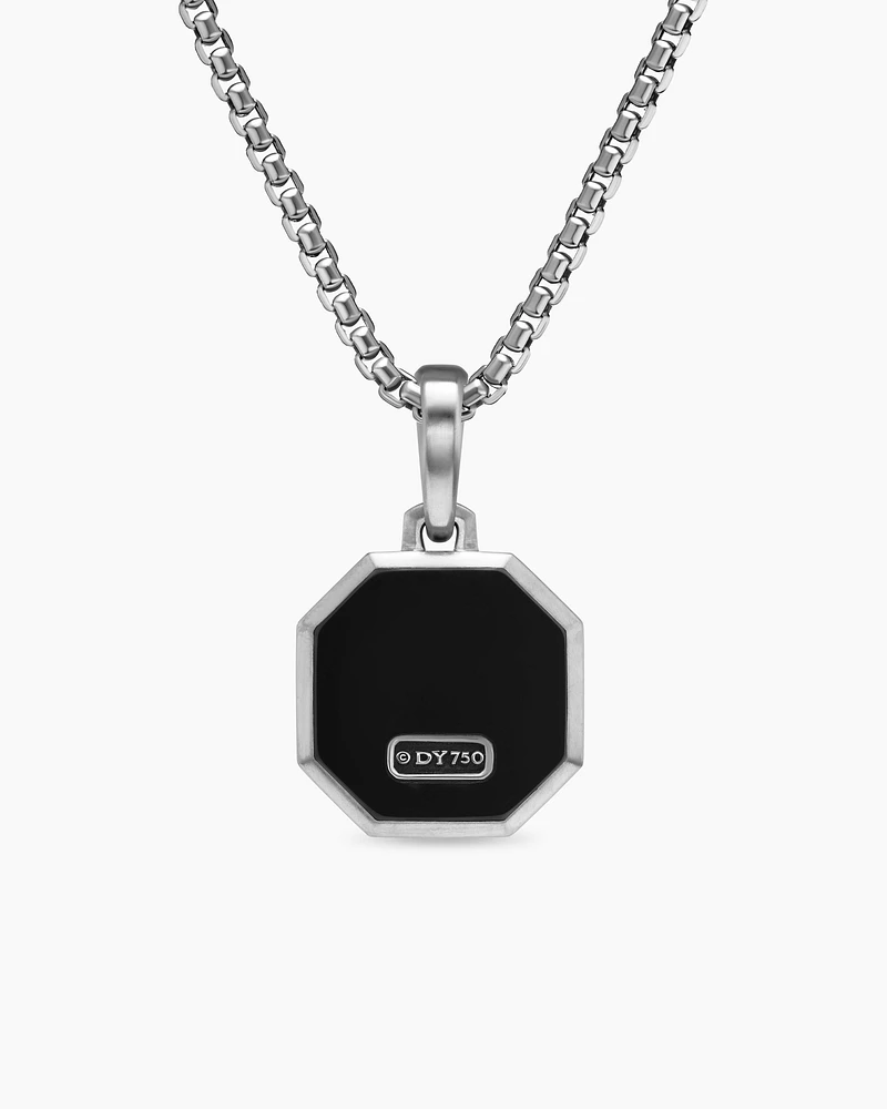 Faceted Stone Amulet in Sterling Silver with Black Onyx, 16mm