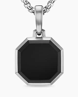 Faceted Stone Amulet in Sterling Silver with Black Onyx, 16mm
